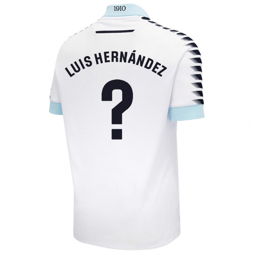 Kandiny Enfant Maillot Luis Hernández #0 Blanc Bleu Tenues Extérieur 2024/25 T-Shirt