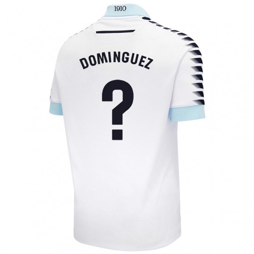 Kandiny Enfant Maillot Rubén Domínguez #0 Blanc Bleu Tenues Extérieur 2024/25 T-Shirt