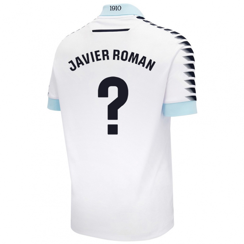 Kandiny Enfant Maillot José Javier Román #0 Blanc Bleu Tenues Extérieur 2024/25 T-Shirt