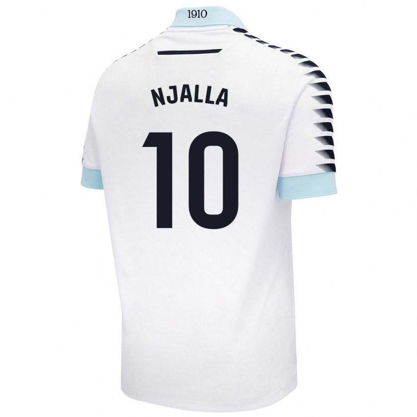 Kandiny Enfant Maillot Nico Njalla #10 Blanc Bleu Tenues Extérieur 2024/25 T-Shirt