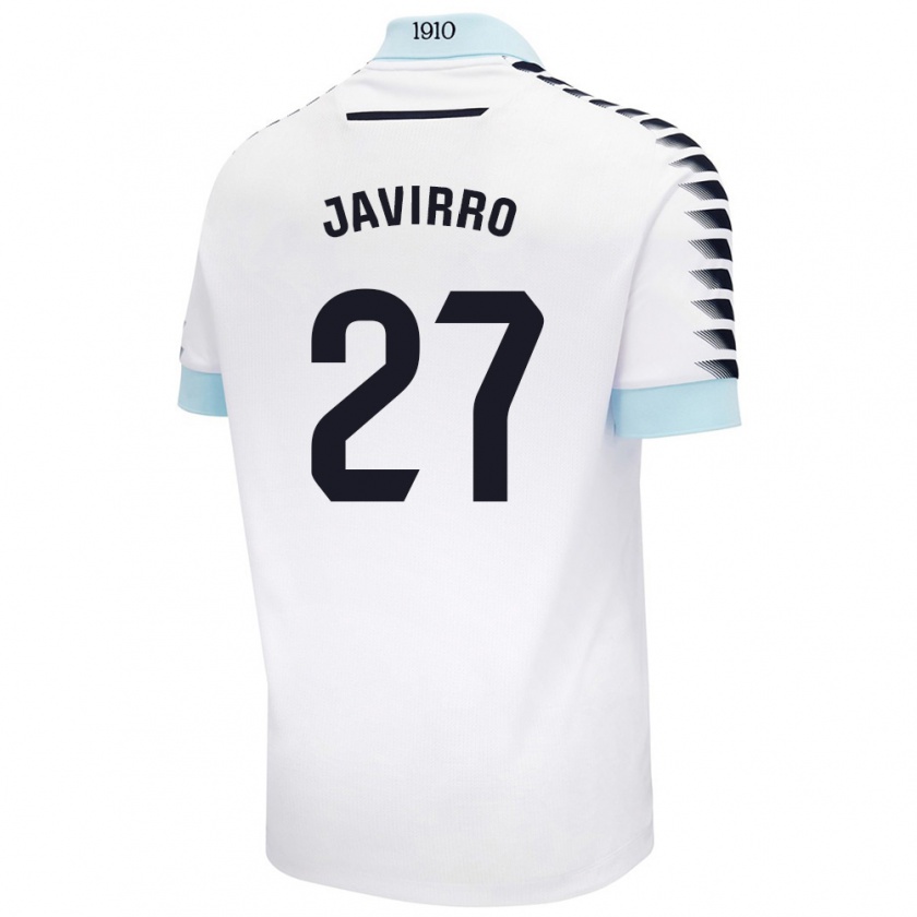 Kandiny Enfant Maillot Javirro #27 Blanc Bleu Tenues Extérieur 2024/25 T-Shirt