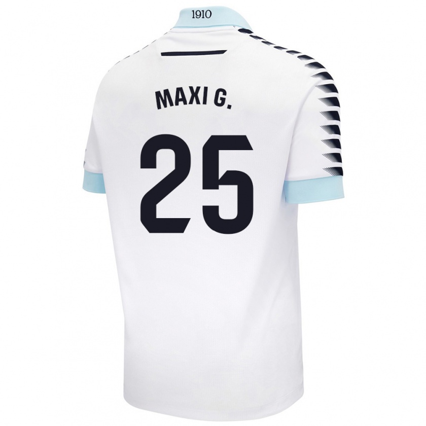 Kandiny Enfant Maillot Maxi Gómez #25 Blanc Bleu Tenues Extérieur 2024/25 T-Shirt