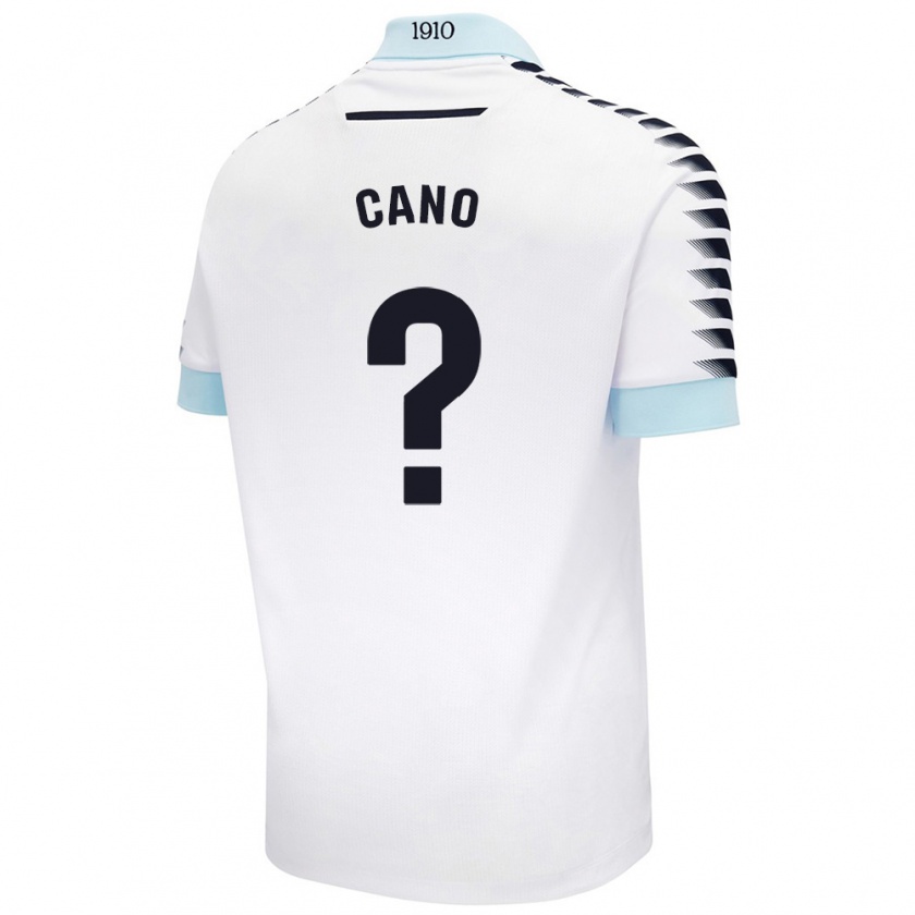 Kandiny Enfant Maillot Rubén Cano #0 Blanc Bleu Tenues Extérieur 2024/25 T-Shirt