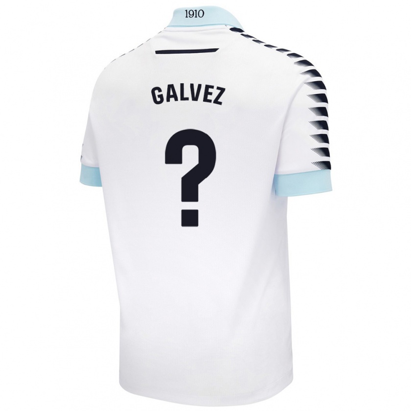 Kandiny Enfant Maillot Gonzalo Gálvez #0 Blanc Bleu Tenues Extérieur 2024/25 T-Shirt