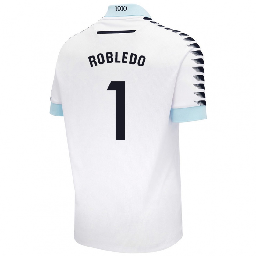 Kandiny Enfant Maillot Robledo #1 Blanc Bleu Tenues Extérieur 2024/25 T-Shirt