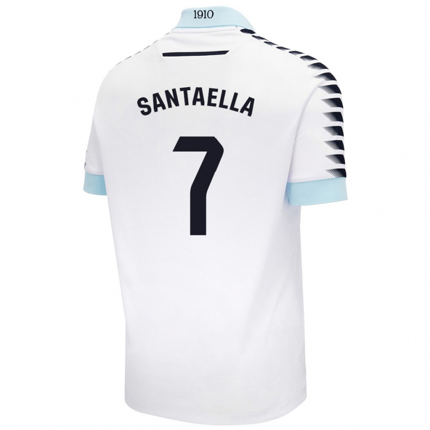 Kandiny Enfant Maillot Natalia Santaella Picón #7 Blanc Bleu Tenues Extérieur 2024/25 T-Shirt