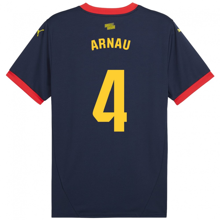 Kandiny Enfant Maillot Arnau Martínez #4 Bleu Marine Rouge Tenues Extérieur 2024/25 T-Shirt