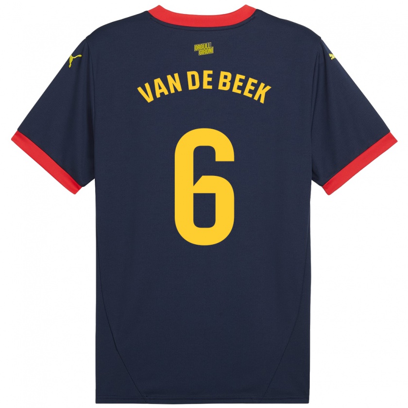 Kandiny Enfant Maillot Donny Van De Beek #6 Bleu Marine Rouge Tenues Extérieur 2024/25 T-Shirt