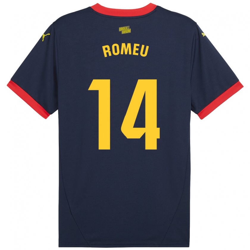 Kandiny Enfant Maillot Oriol Romeu #14 Bleu Marine Rouge Tenues Extérieur 2024/25 T-Shirt