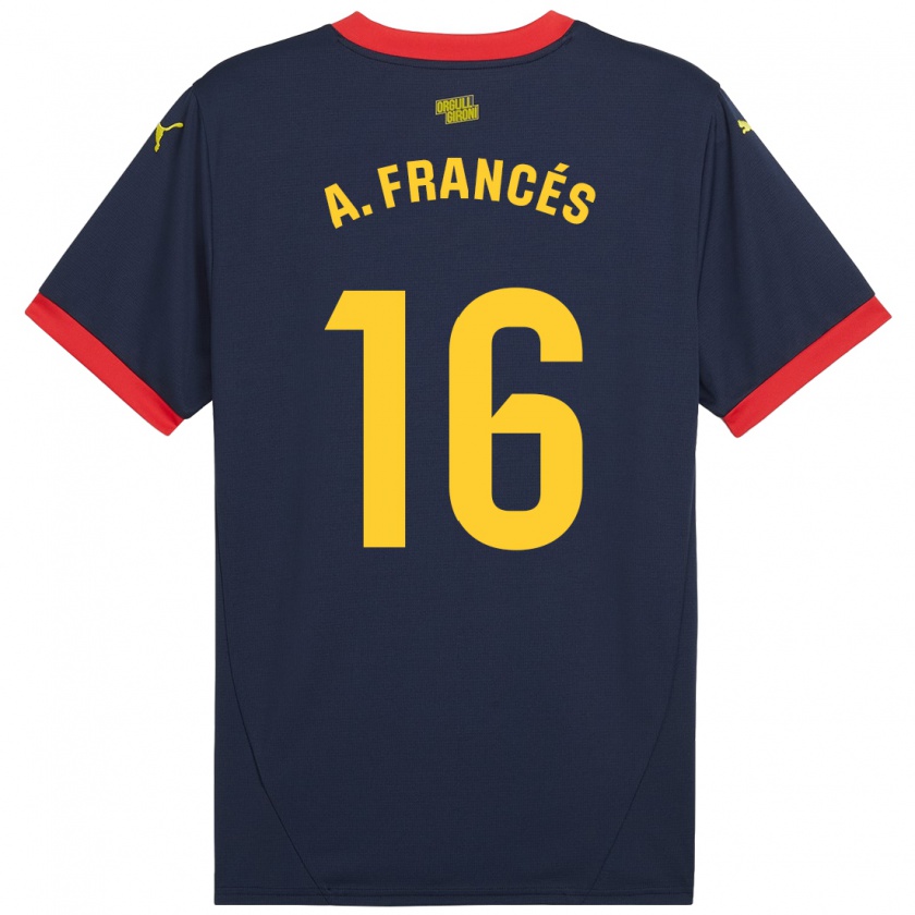 Kandiny Enfant Maillot Alejandro Francés #16 Bleu Marine Rouge Tenues Extérieur 2024/25 T-Shirt