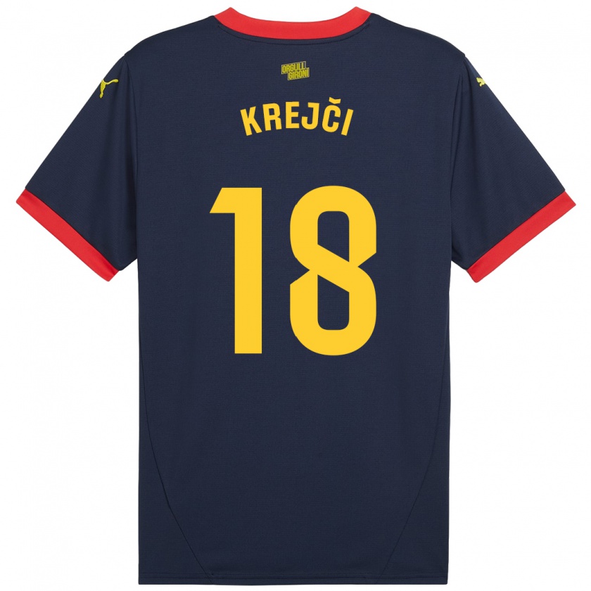 Kandiny Enfant Maillot Ladislav Krejci #18 Bleu Marine Rouge Tenues Extérieur 2024/25 T-Shirt