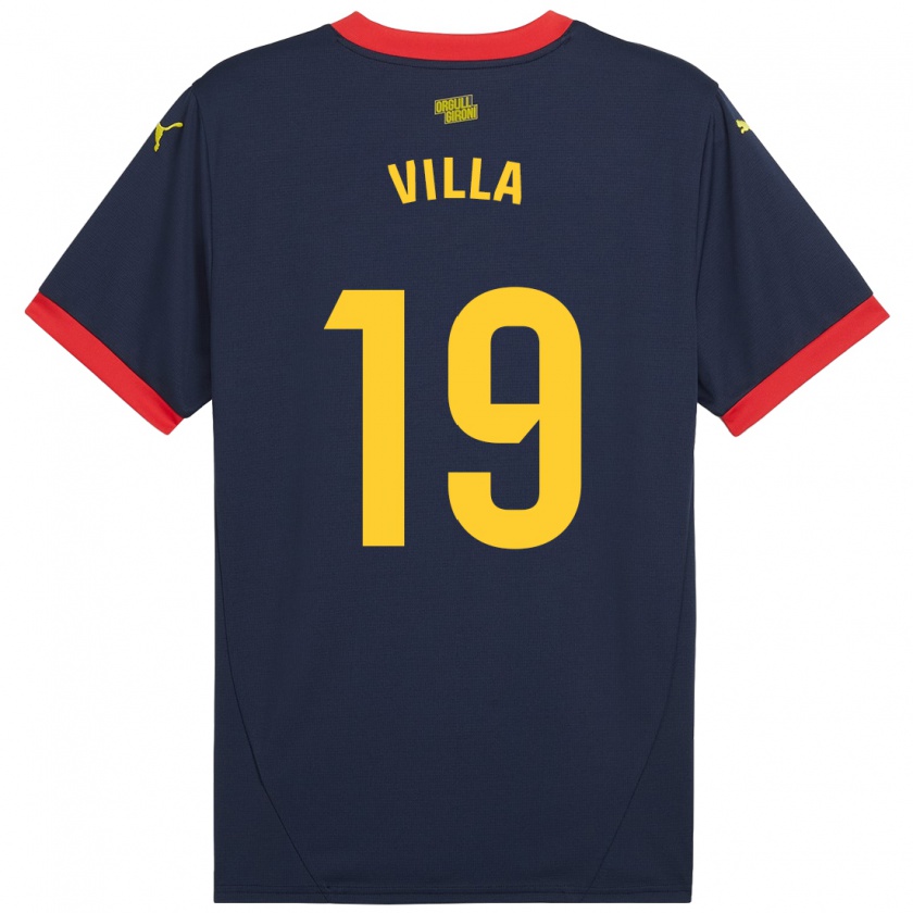 Kandiny Enfant Maillot Toni Villa #19 Bleu Marine Rouge Tenues Extérieur 2024/25 T-Shirt