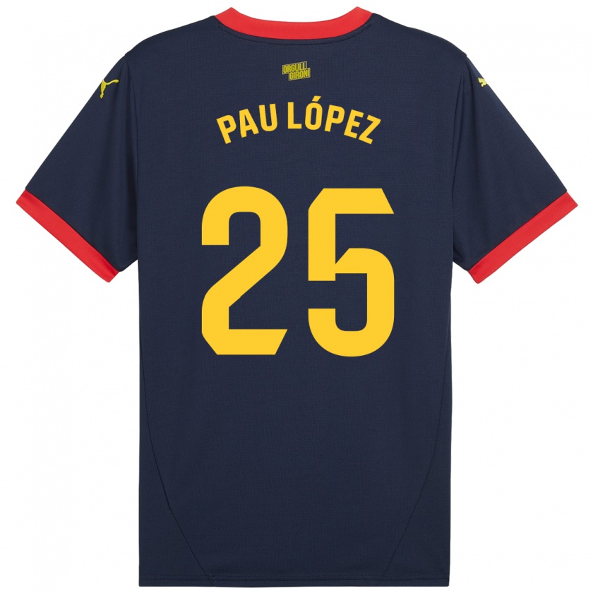 Kandiny Enfant Maillot Pau López #25 Bleu Marine Rouge Tenues Extérieur 2024/25 T-Shirt