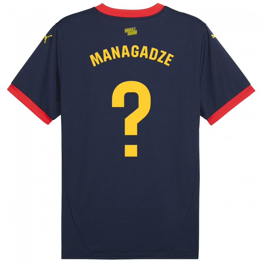 Kandiny Enfant Maillot Luka Managadze #0 Bleu Marine Rouge Tenues Extérieur 2024/25 T-Shirt