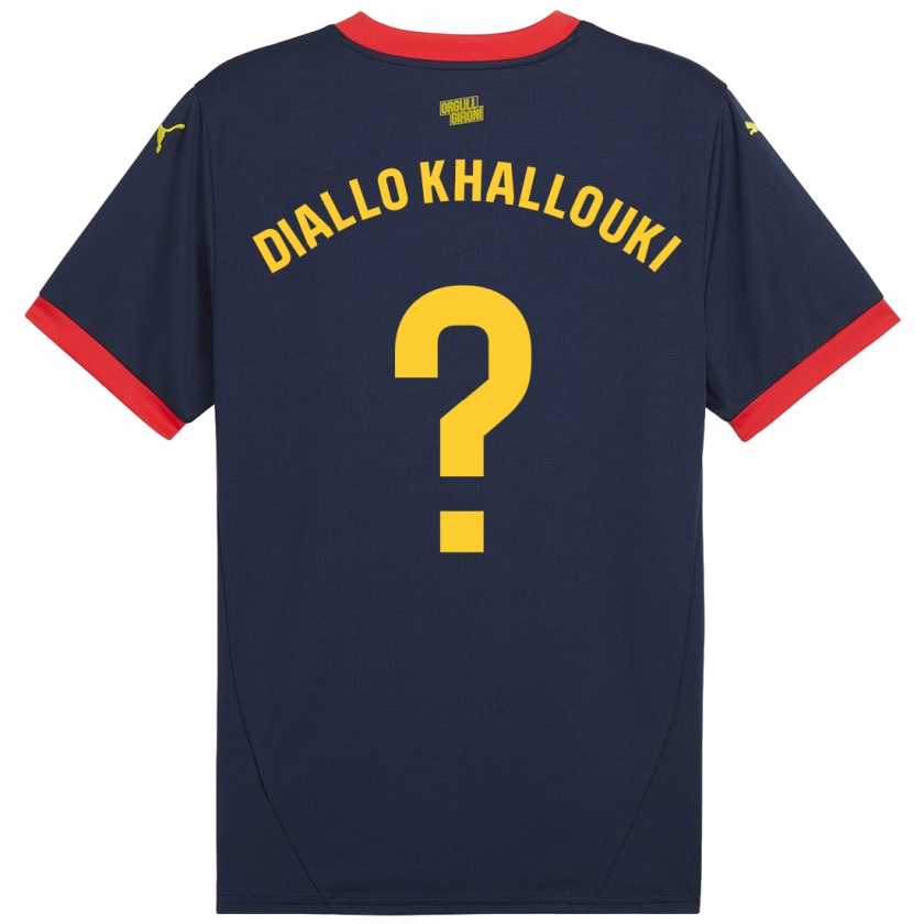 Kandiny Enfant Maillot Siaka Diallo Khallouki #0 Bleu Marine Rouge Tenues Extérieur 2024/25 T-Shirt