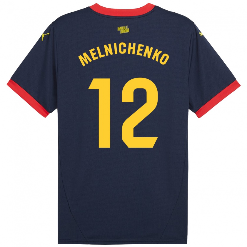 Kandiny Enfant Maillot Dmytro Melnichenko #12 Bleu Marine Rouge Tenues Extérieur 2024/25 T-Shirt