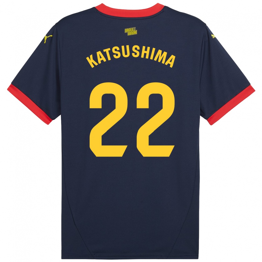 Kandiny Enfant Maillot Shinnosuke Katsushima #22 Bleu Marine Rouge Tenues Extérieur 2024/25 T-Shirt