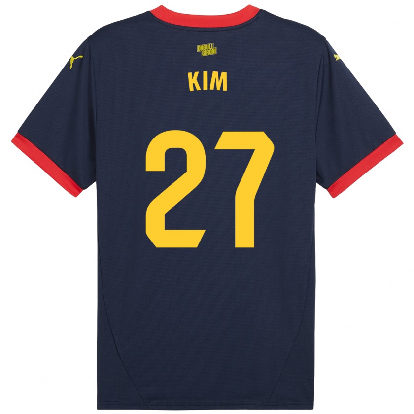 Kandiny Enfant Maillot Min-Su Kim #27 Bleu Marine Rouge Tenues Extérieur 2024/25 T-Shirt