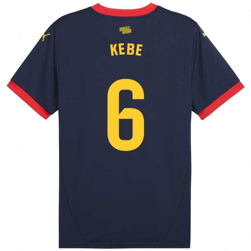 Kandiny Enfant Maillot Ibrahima Kébé #6 Bleu Marine Rouge Tenues Extérieur 2024/25 T-Shirt