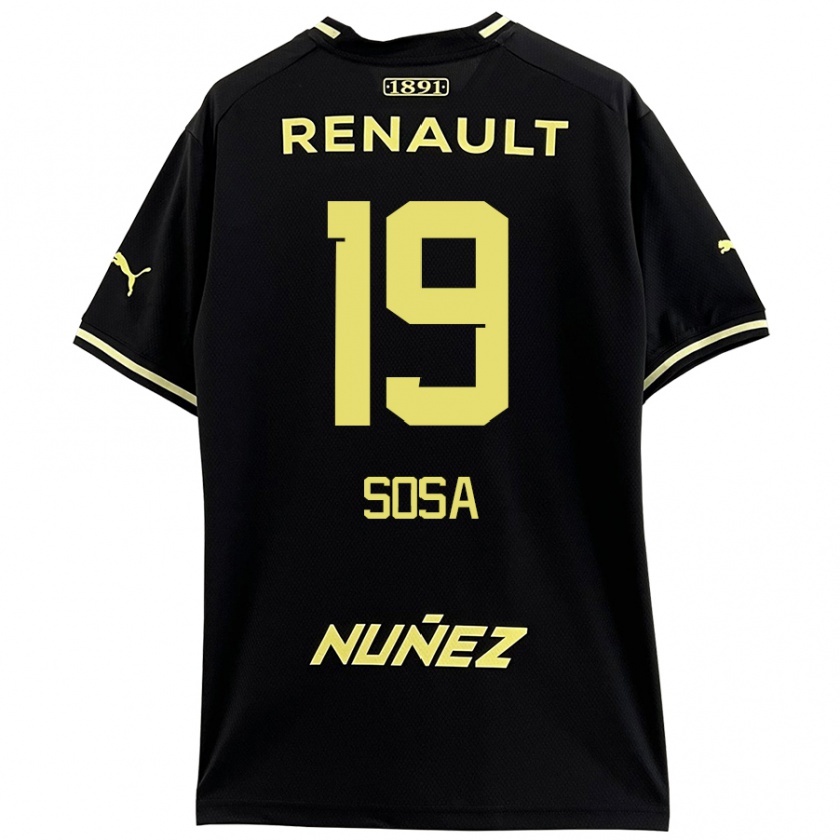 Kandiny Enfant Maillot Diego Sosa #19 Noir Jaune Tenues Extérieur 2024/25 T-Shirt