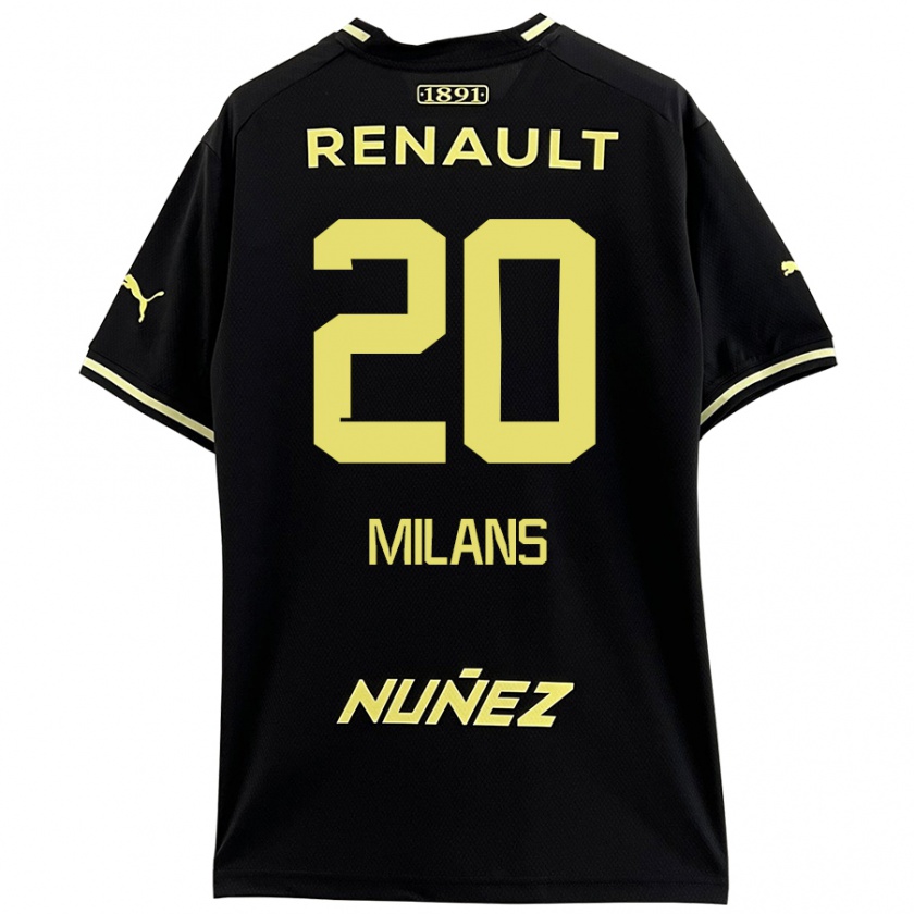 Kandiny Enfant Maillot Pedro Milans #20 Noir Jaune Tenues Extérieur 2024/25 T-Shirt