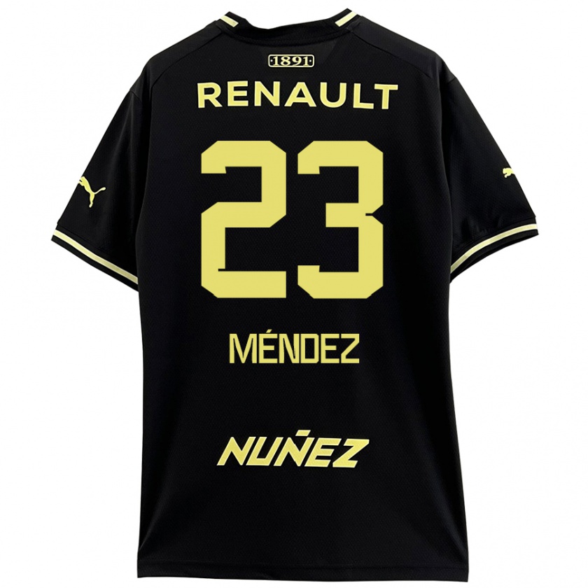 Kandiny Enfant Maillot Javier Méndez #23 Noir Jaune Tenues Extérieur 2024/25 T-Shirt