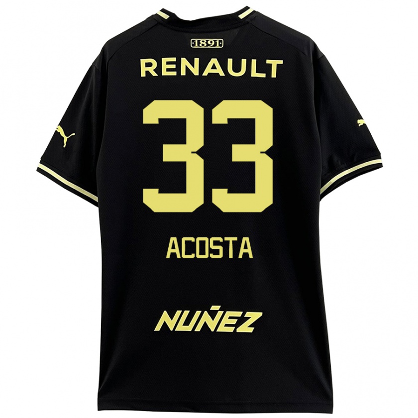 Kandiny Enfant Maillot Nahuel Acosta #33 Noir Jaune Tenues Extérieur 2024/25 T-Shirt