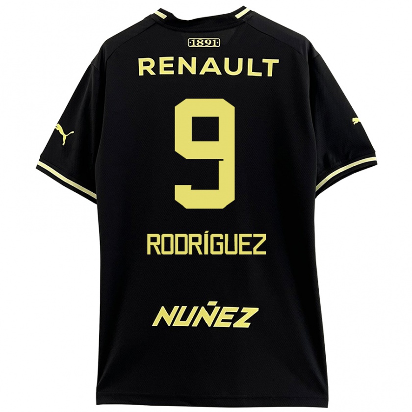 Kandiny Enfant Maillot Agustín Rodríguez #9 Noir Jaune Tenues Extérieur 2024/25 T-Shirt