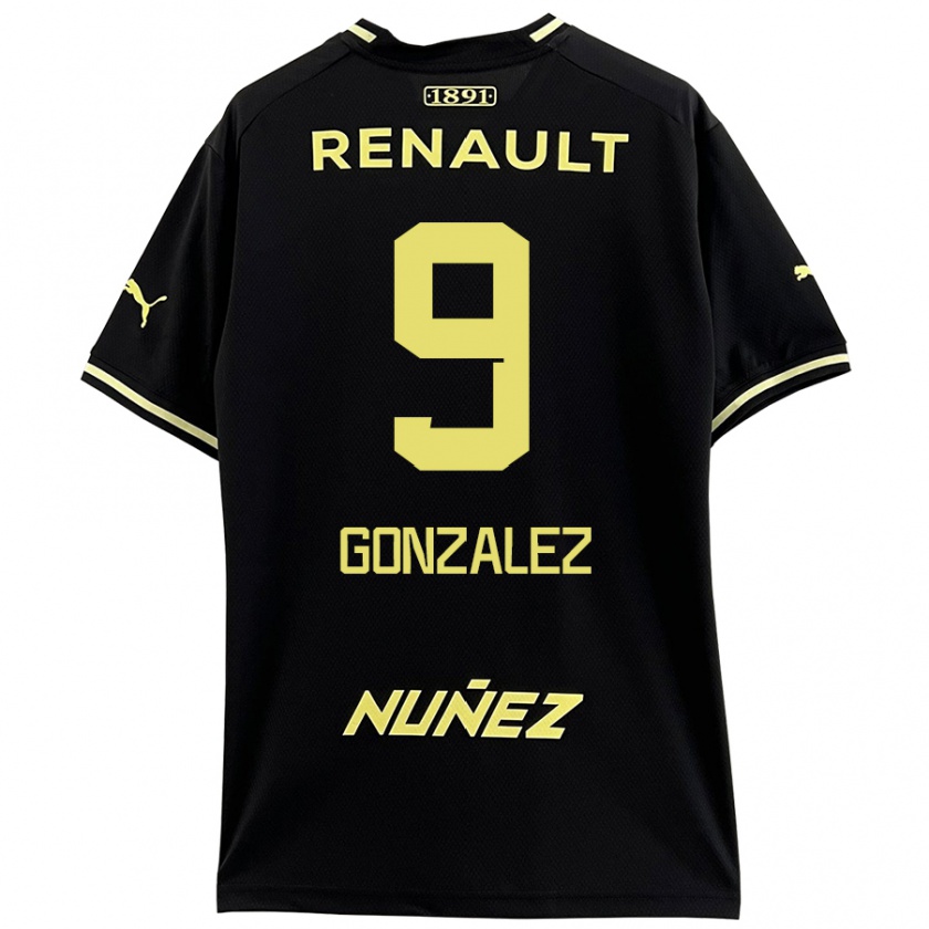 Kandiny Enfant Maillot Franco González #9 Noir Jaune Tenues Extérieur 2024/25 T-Shirt