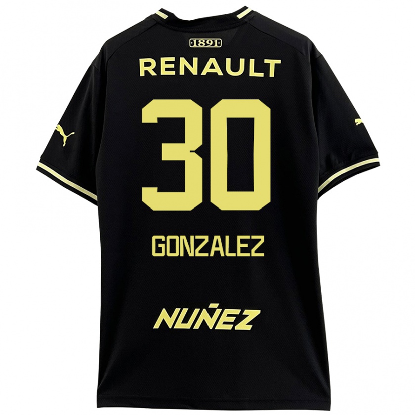 Kandiny Enfant Maillot Ángel González #30 Noir Jaune Tenues Extérieur 2024/25 T-Shirt