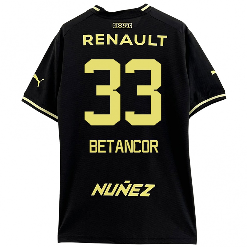 Kandiny Enfant Maillot Bruno Betancor #33 Noir Jaune Tenues Extérieur 2024/25 T-Shirt