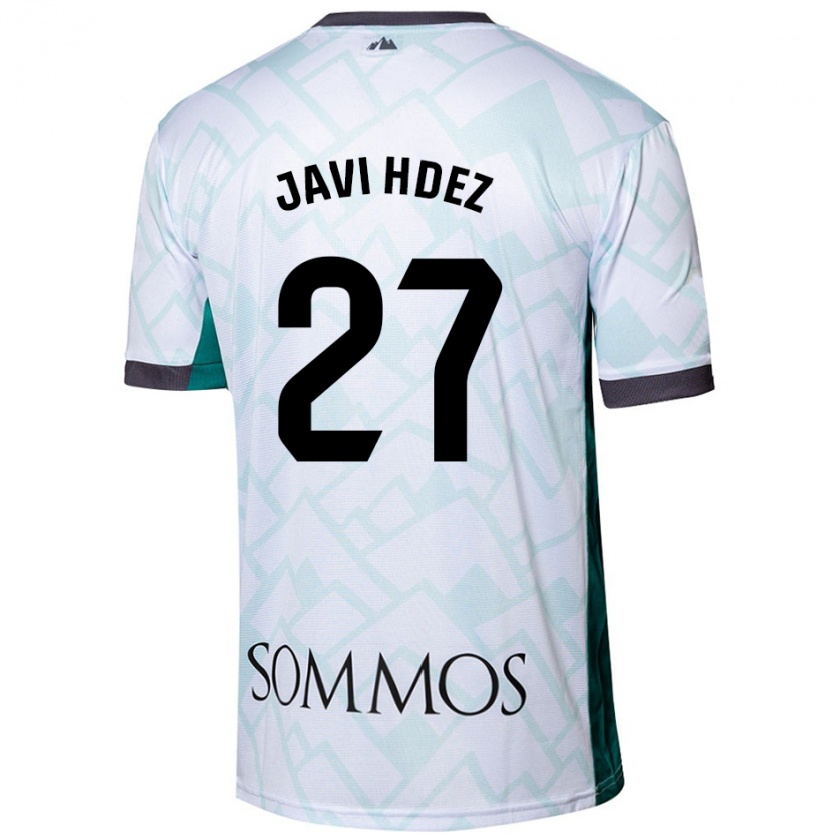 Kandiny Enfant Maillot Javi Hernández #27 Blanc Vert Tenues Extérieur 2024/25 T-Shirt