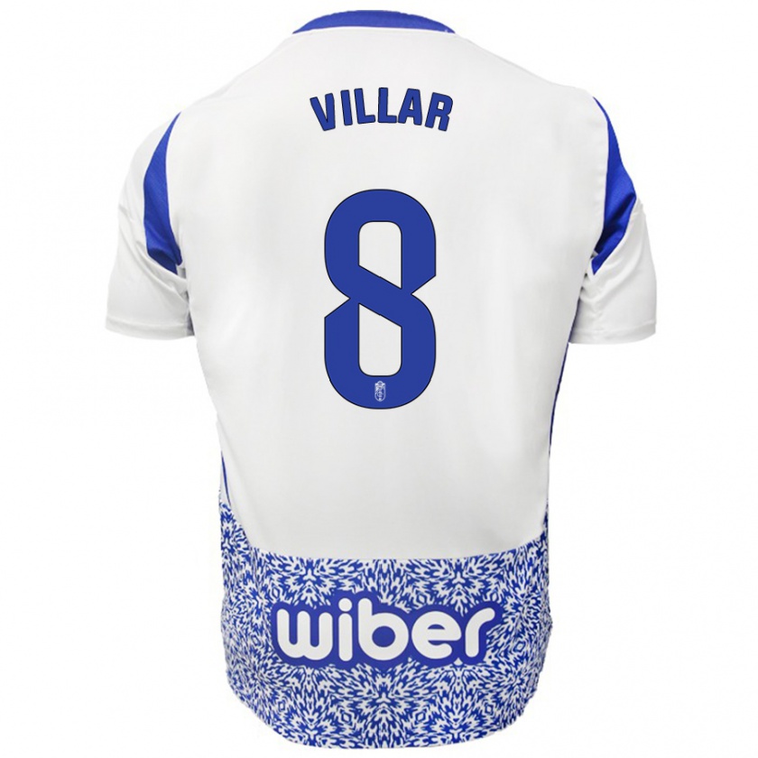 Kandiny Enfant Maillot Gonzalo Villar #8 Blanc Bleu Tenues Extérieur 2024/25 T-Shirt