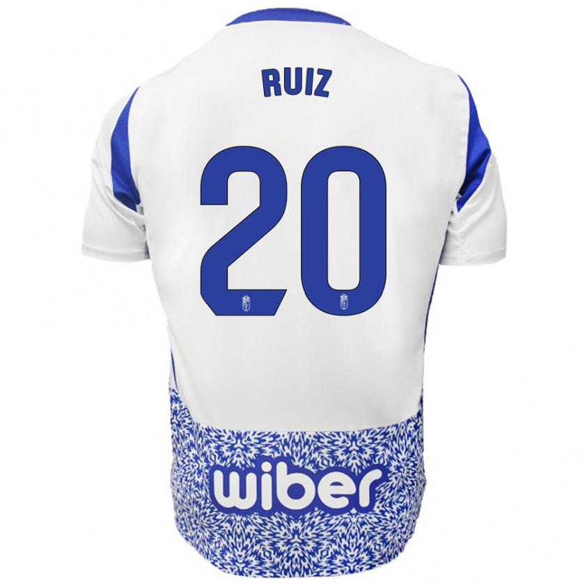 Kandiny Enfant Maillot Sergio Ruiz #20 Blanc Bleu Tenues Extérieur 2024/25 T-Shirt