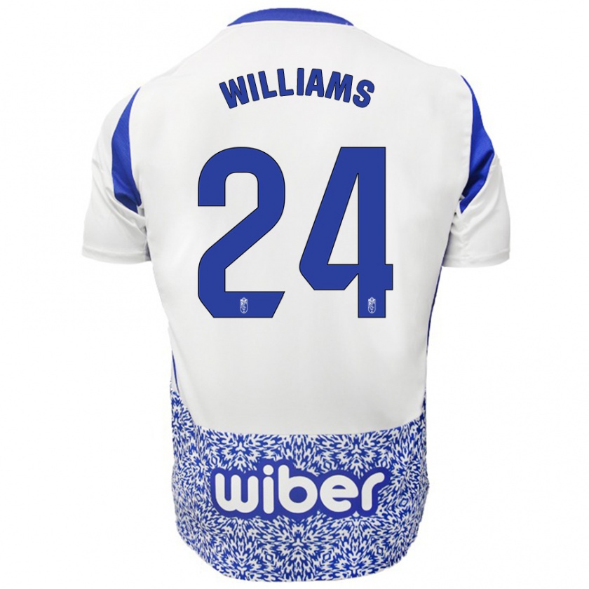 Kandiny Enfant Maillot Loïc Williams #24 Blanc Bleu Tenues Extérieur 2024/25 T-Shirt