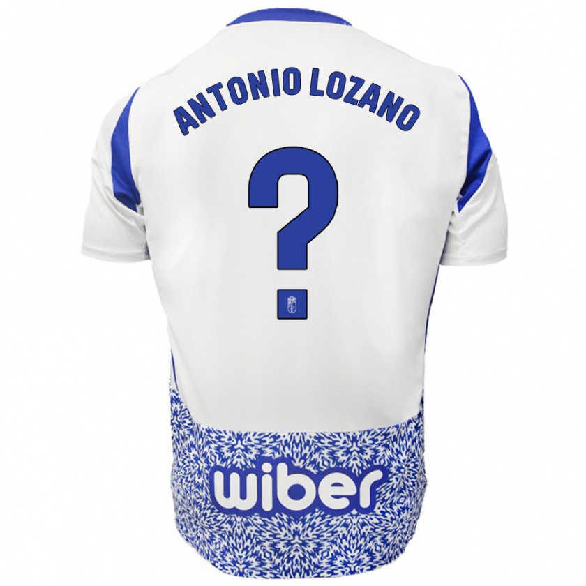 Kandiny Enfant Maillot José Antonio Lozano #0 Blanc Bleu Tenues Extérieur 2024/25 T-Shirt