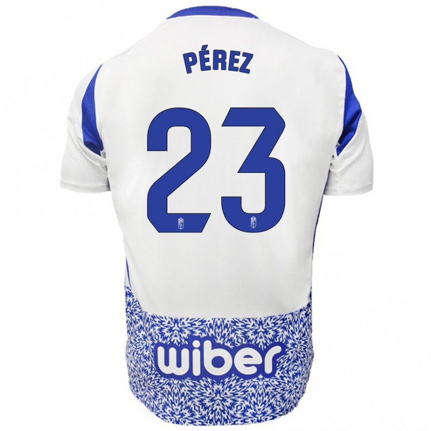 Kandiny Enfant Maillot Lucas Pérez #23 Blanc Bleu Tenues Extérieur 2024/25 T-Shirt