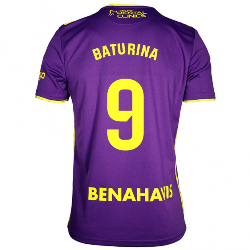 Kandiny Enfant Maillot Roko Baturina #9 Violet Jaune Tenues Extérieur 2024/25 T-Shirt