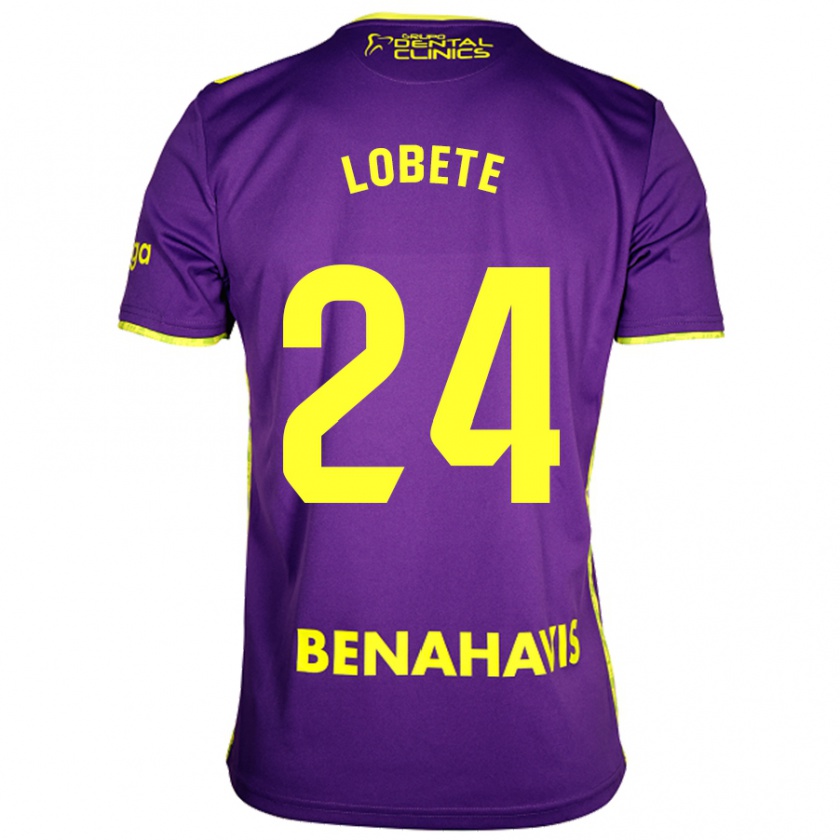 Kandiny Enfant Maillot Julen Lobete #24 Violet Jaune Tenues Extérieur 2024/25 T-Shirt