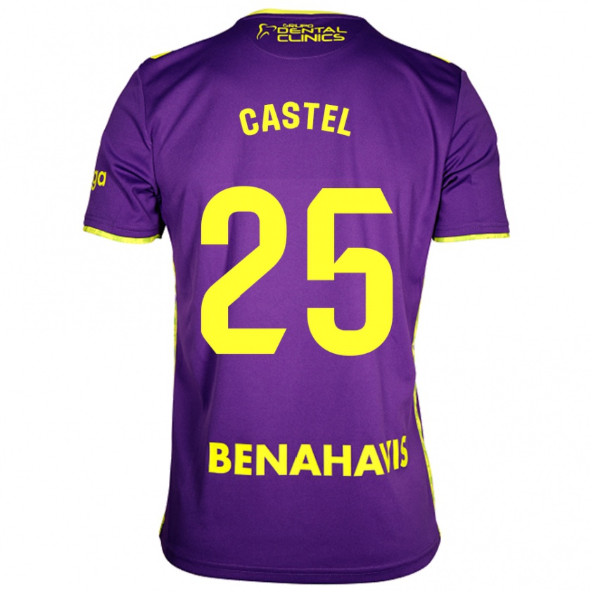 Kandiny Enfant Maillot Sergio Castel #25 Violet Jaune Tenues Extérieur 2024/25 T-Shirt