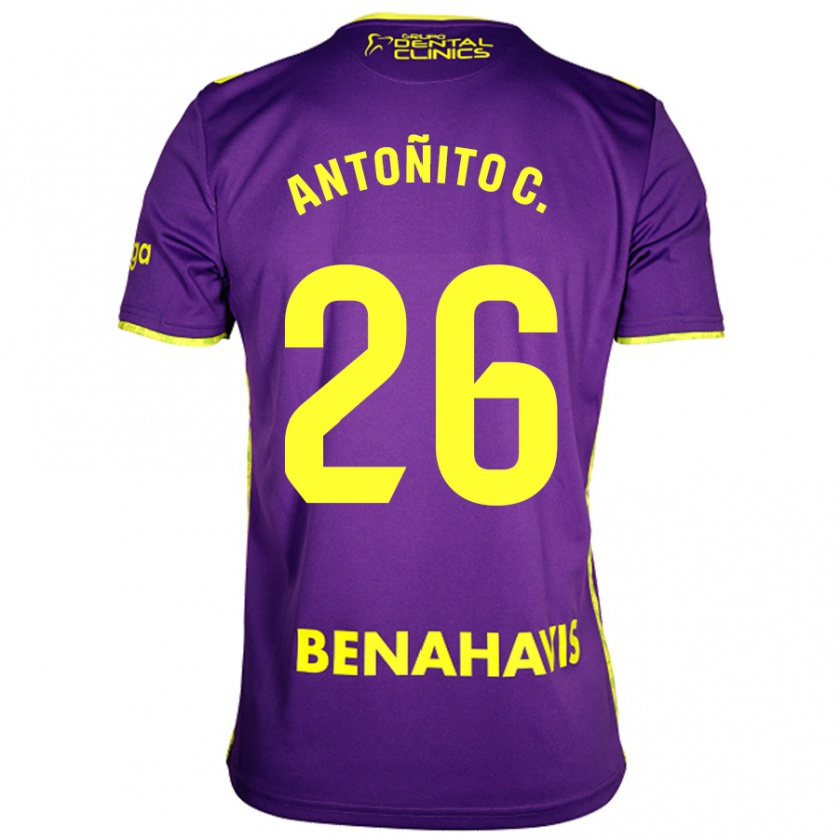 Kandiny Enfant Maillot Antonio Cordero #26 Violet Jaune Tenues Extérieur 2024/25 T-Shirt