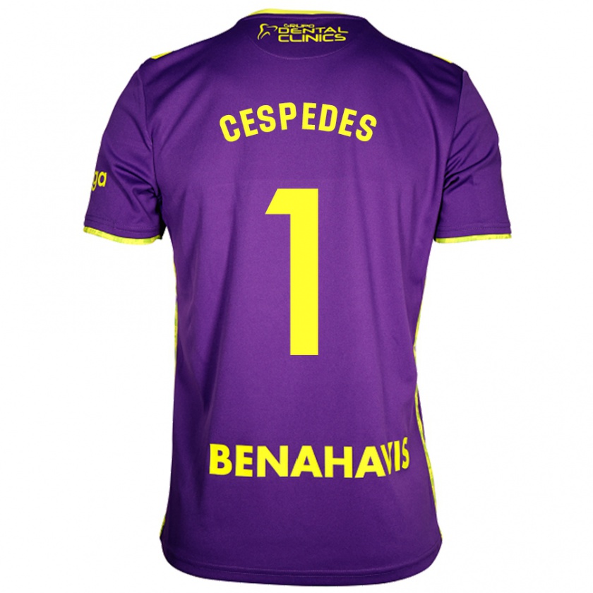 Kandiny Enfant Maillot Andrés Céspedes #1 Violet Jaune Tenues Extérieur 2024/25 T-Shirt