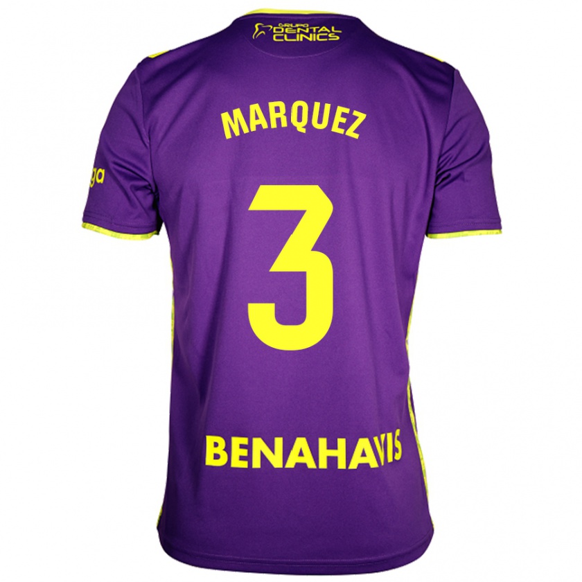 Kandiny Enfant Maillot David Márquez #3 Violet Jaune Tenues Extérieur 2024/25 T-Shirt