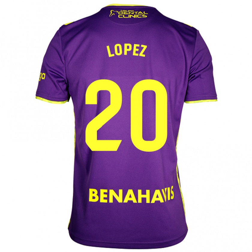 Kandiny Enfant Maillot Adri López #20 Violet Jaune Tenues Extérieur 2024/25 T-Shirt