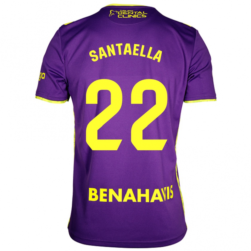 Kandiny Enfant Maillot Miguel Ángel Santaella #22 Violet Jaune Tenues Extérieur 2024/25 T-Shirt