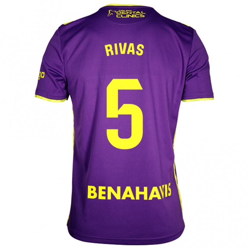 Kandiny Enfant Maillot Juande Rivas #5 Violet Jaune Tenues Extérieur 2024/25 T-Shirt