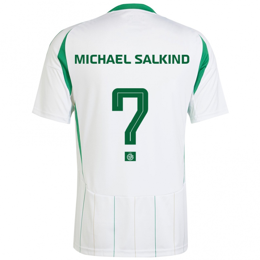 Kandiny Enfant Maillot Liav Michael Salkind #0 Blanc Vert Tenues Extérieur 2024/25 T-Shirt