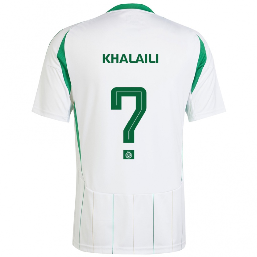 Kandiny Enfant Maillot Iyad Khalaili #0 Blanc Vert Tenues Extérieur 2024/25 T-Shirt