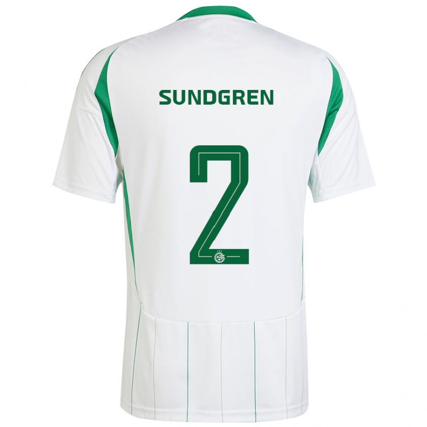 Kandiny Enfant Maillot Daniel Sundgren #2 Blanc Vert Tenues Extérieur 2024/25 T-Shirt