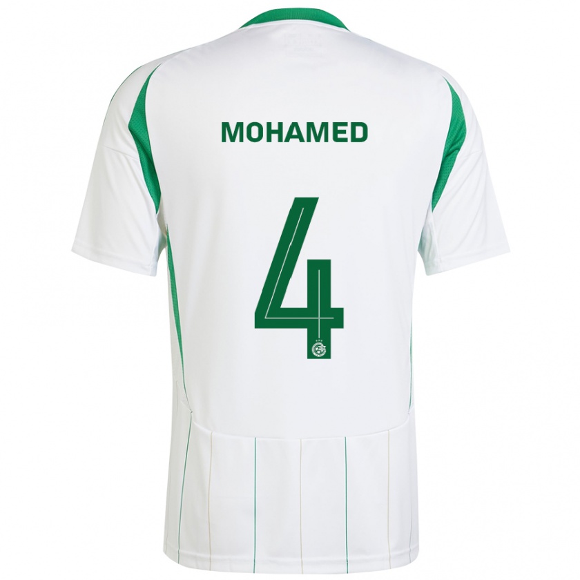 Kandiny Enfant Maillot Ali Mohamed #4 Blanc Vert Tenues Extérieur 2024/25 T-Shirt